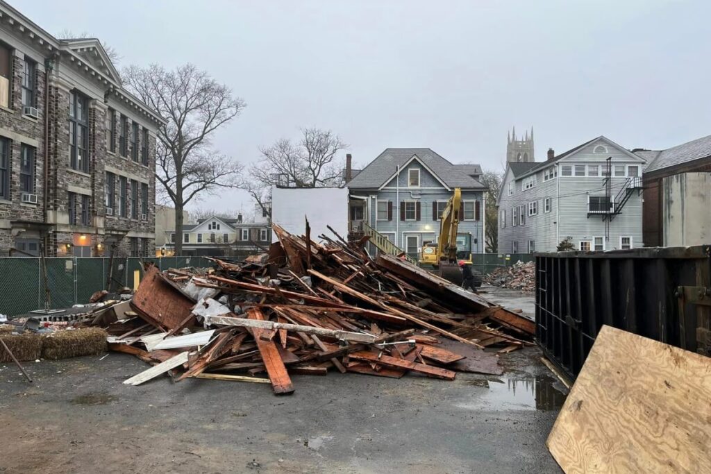 debris near dumpster